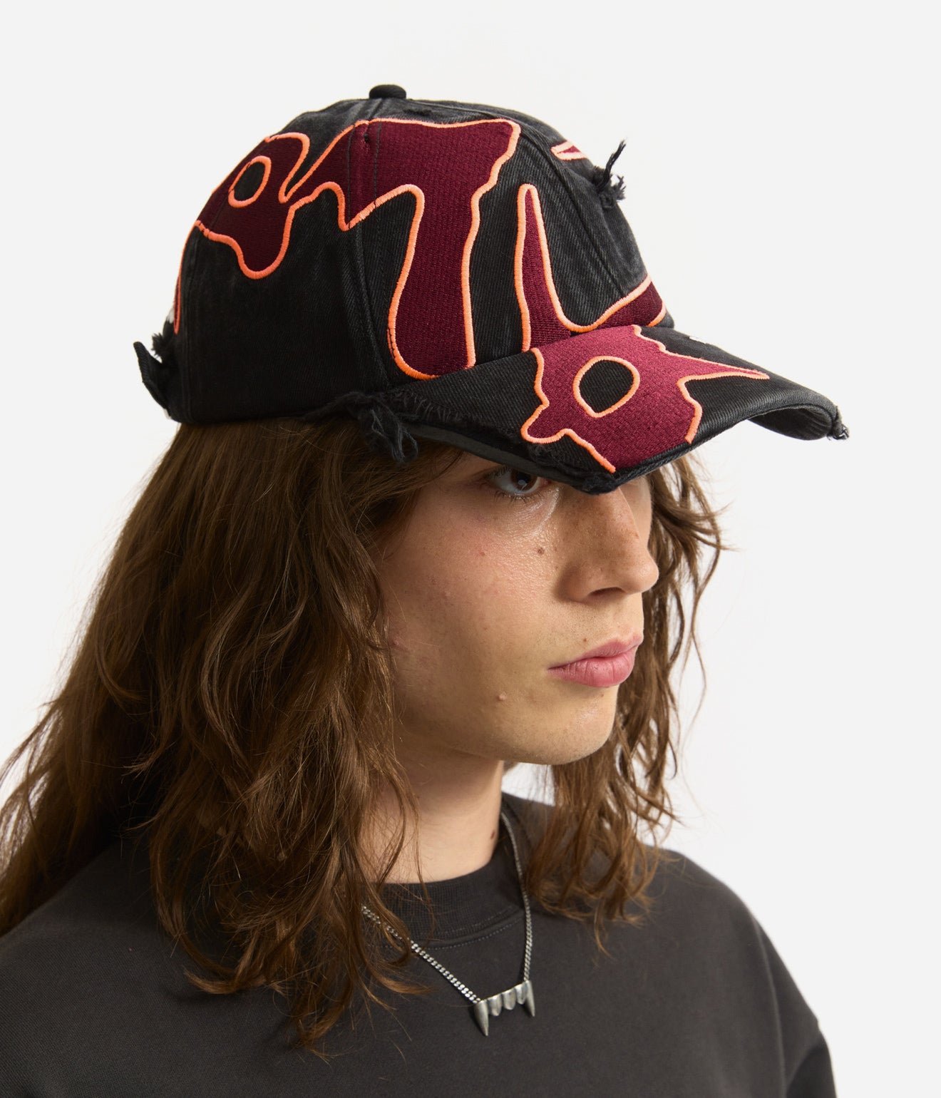 P.A.M. "SEVEN EIGHTHS BASEBALL CAP" BLACK WASH/DEEP RED