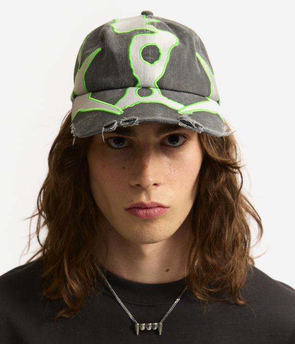 P.A.M. "THIRTY THREE AND A THIRD BASEBALL CAP" BLACK WASH/SHARP GREEN