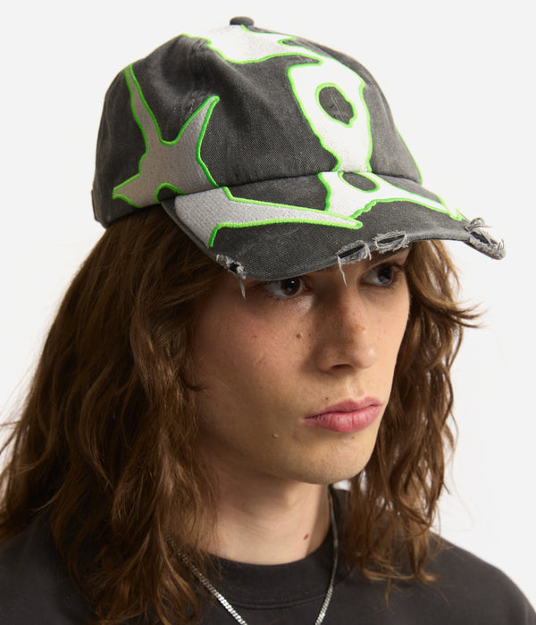 P.A.M. "THIRTY THREE AND A THIRD BASEBALL CAP" BLACK WASH/SHARP GREEN