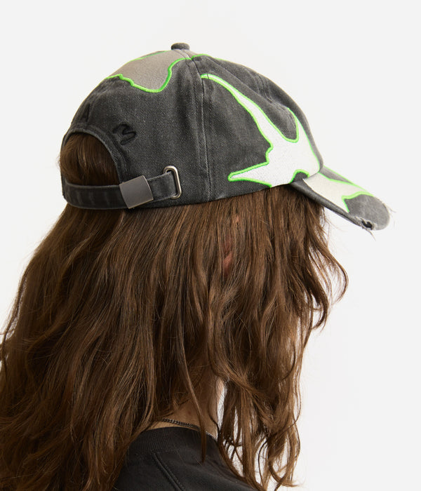 P.A.M. "THIRTY THREE AND A THIRD BASEBALL CAP" BLACK WASH/SHARP GREEN