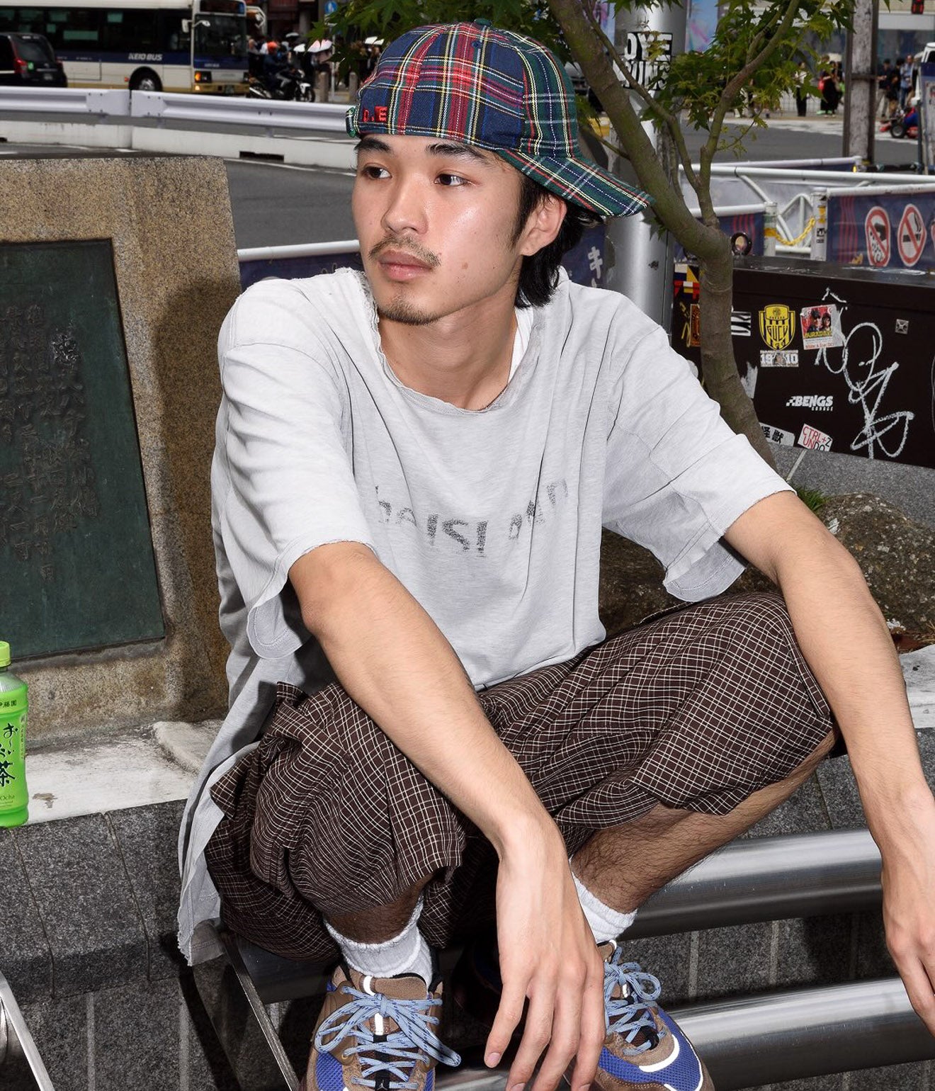 b.Eautiful "Empty Low Profile Hat" Green Plaid / Navy Plaid