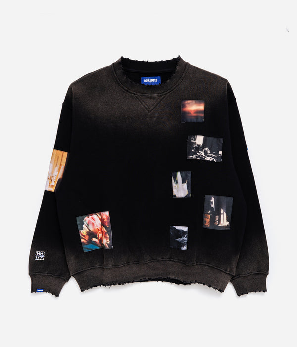 DEVÁ STATES "RECLUSE Distressed Crewneck" Black