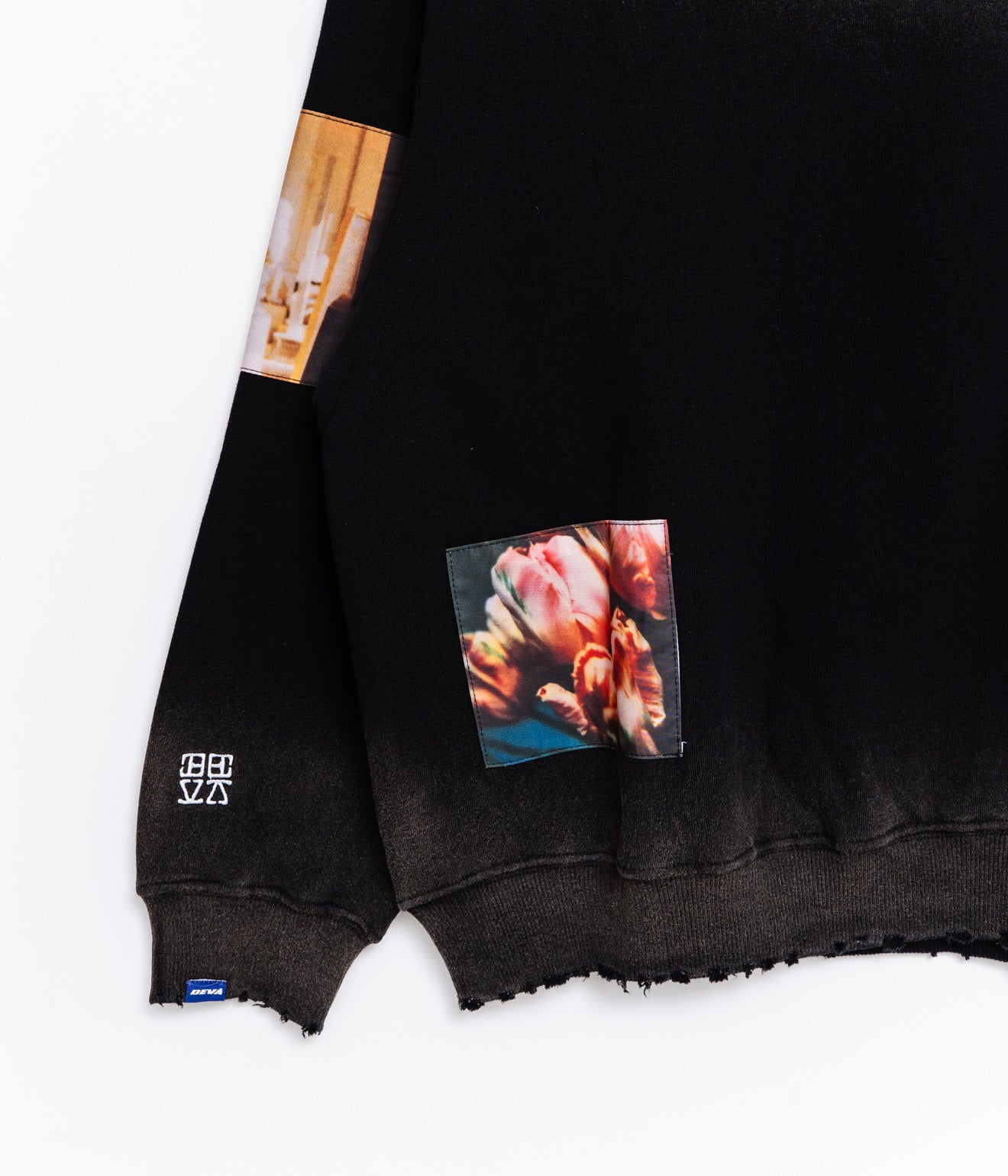 DEVÁ STATES "RECLUSE Distressed Crewneck" Black