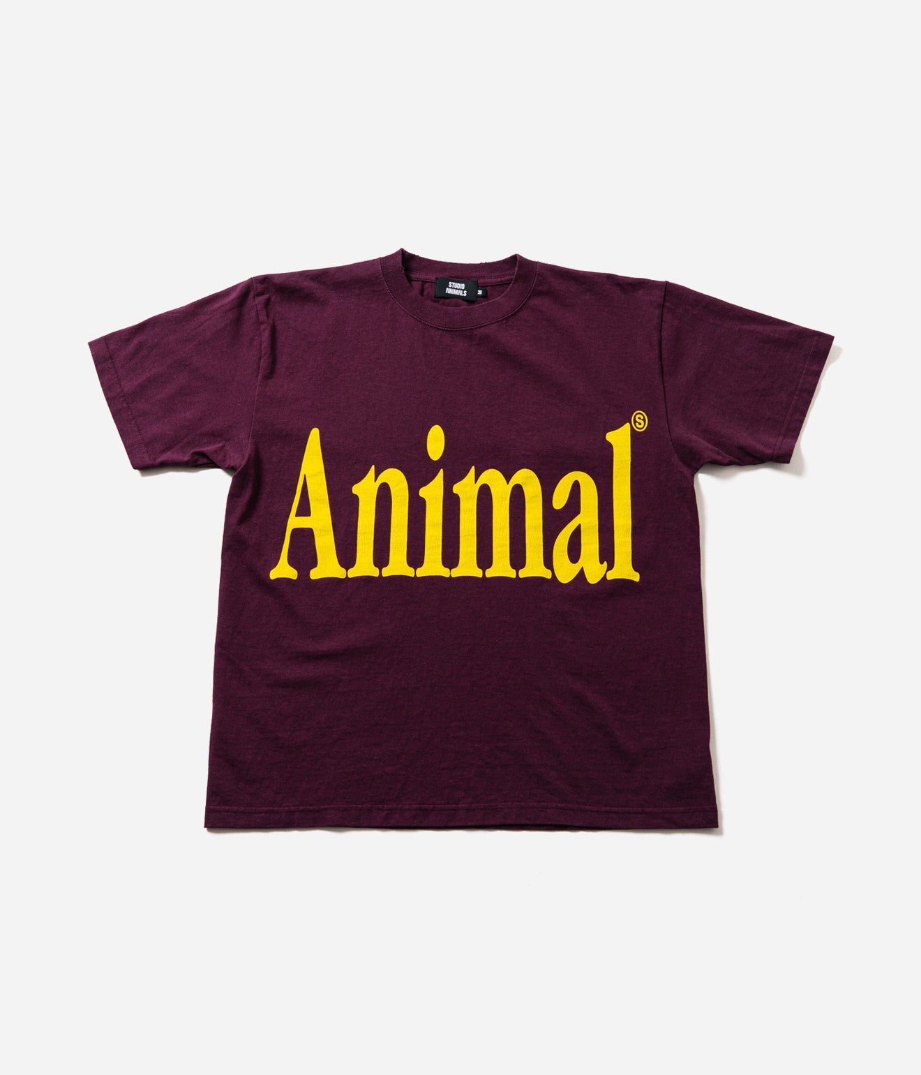STUDIO ANIMALS “Animals Letter” T-Shirt Solid Print Burgundy