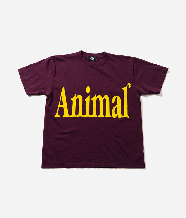 STUDIO ANIMALS “Animals Letter” T-Shirt Solid Print Burgundy