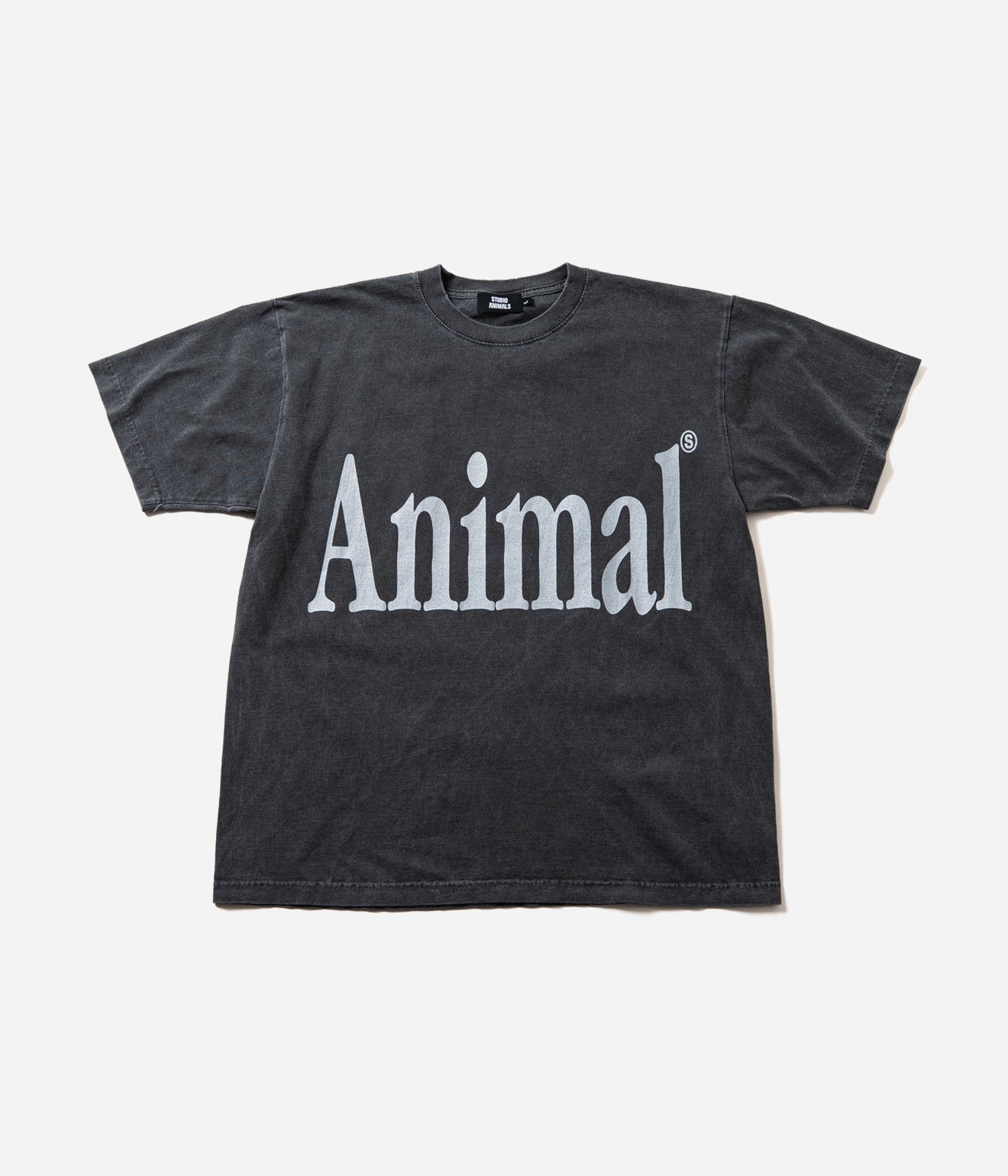 STUDIO ANIMALS “Animals Letter” T-Shirt Solid Print Faded Black