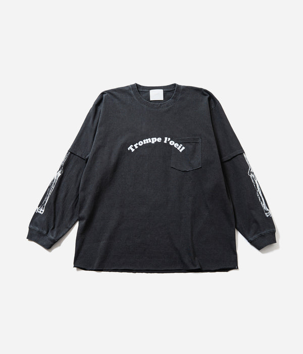 TODAY edition "TROMPE L'OEIL #02 LS Tee" BLACK
