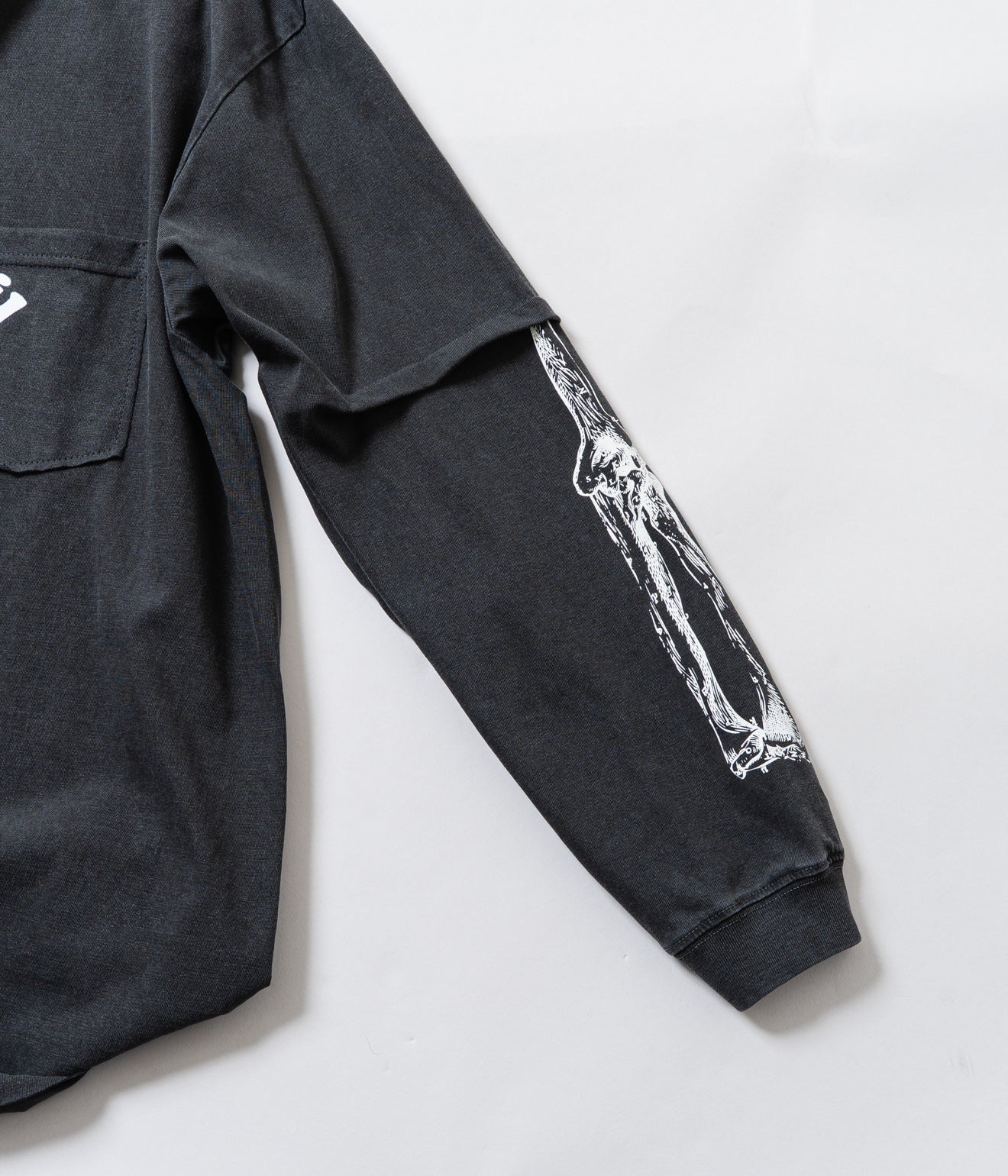 TODAY edition "TROMPE L'OEIL #02 LS Tee" BLACK