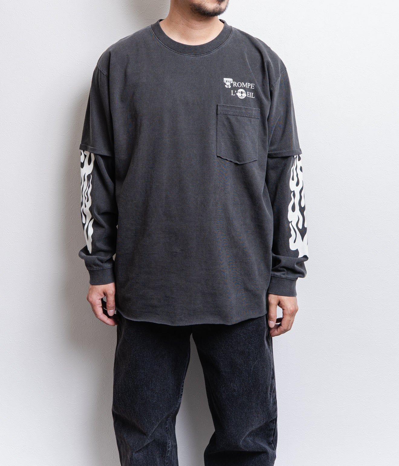 TODAY edition "TROMPE L'OEIL #01 LS Tee" BLACK