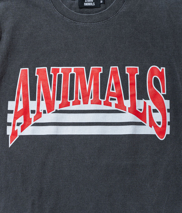 STUDIO ANIMALS “Curved Arch Logo” S/S T-Shirt Faded Black