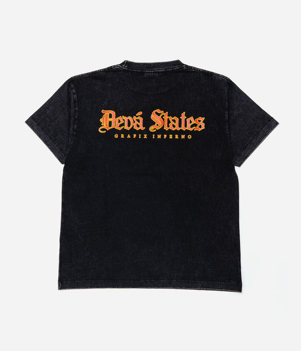 DEVÁ STATES "GFX Tshirt -HORNS-" Washed Black