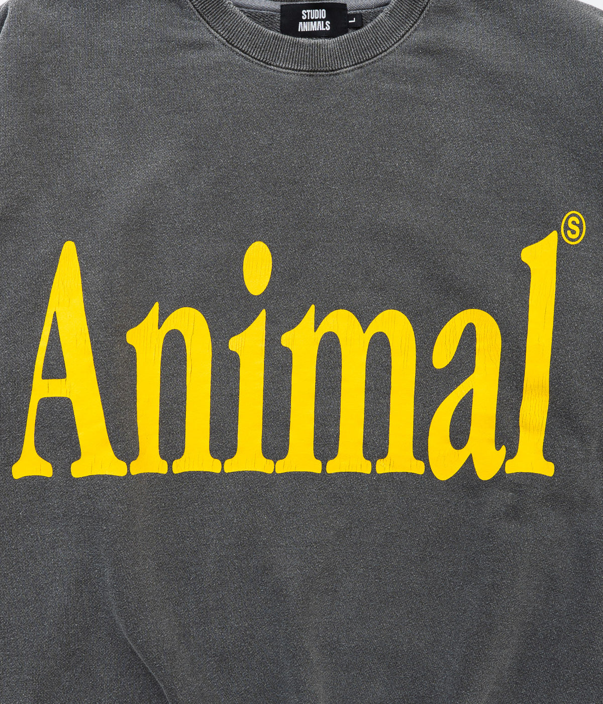 STUDIO ANIMALS "Animals Letter Solid Print" SWEATSHIRT FADED BLACK