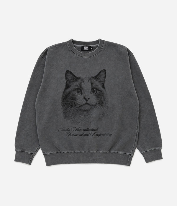 STUDIO ANIMALS "Cat" SWEATSHIRT FADED BLACK