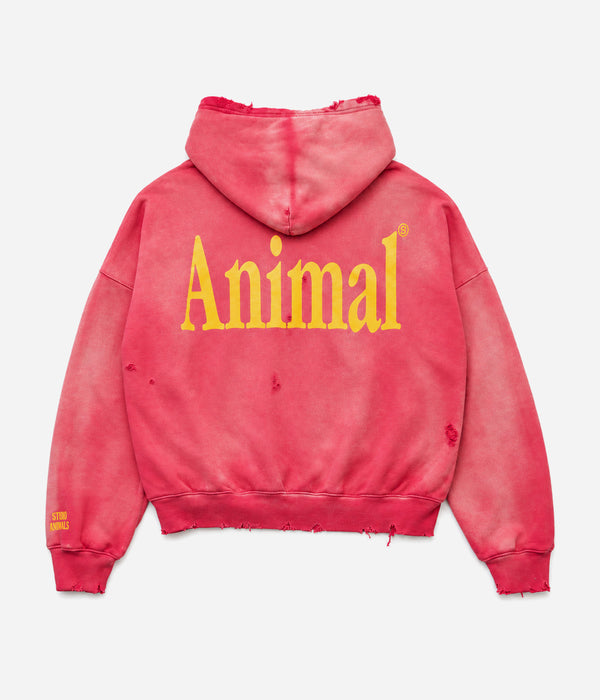 STUDIO ANIMALS ×MOOJIMOOJI “Animals Letter” Hoodie Red