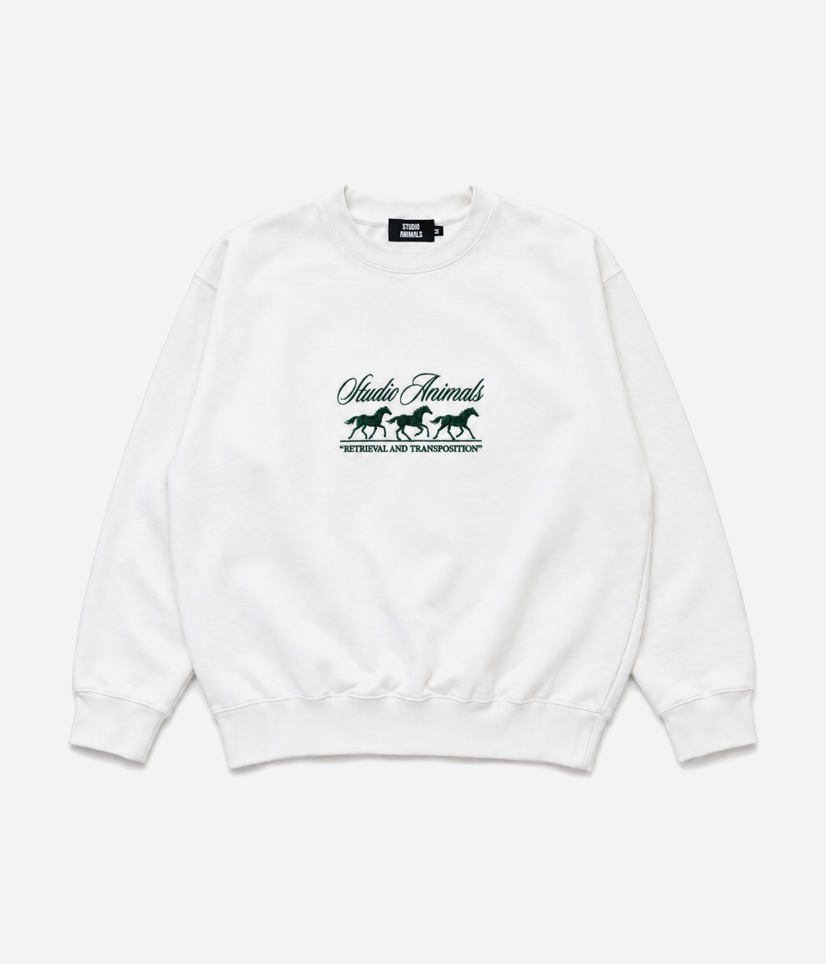 STUDIO ANIMALS "Running horse" Embroidered sweatshirt WHITE