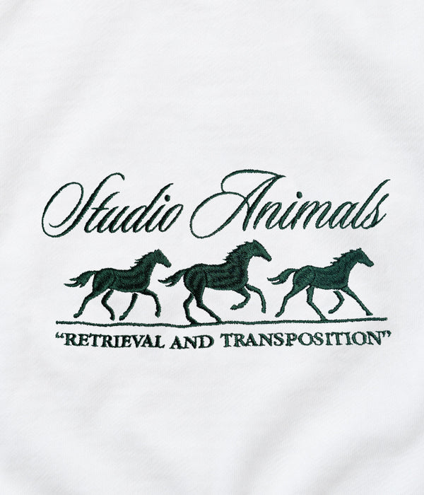 STUDIO ANIMALS "Running horse" Embroidered sweatshirt WHITE