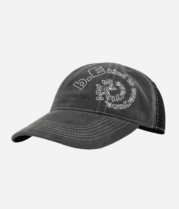 b.Eautiful "B-Turn Low Profile Hat" Washed Black / Black / White - WEAREALLANIMALS