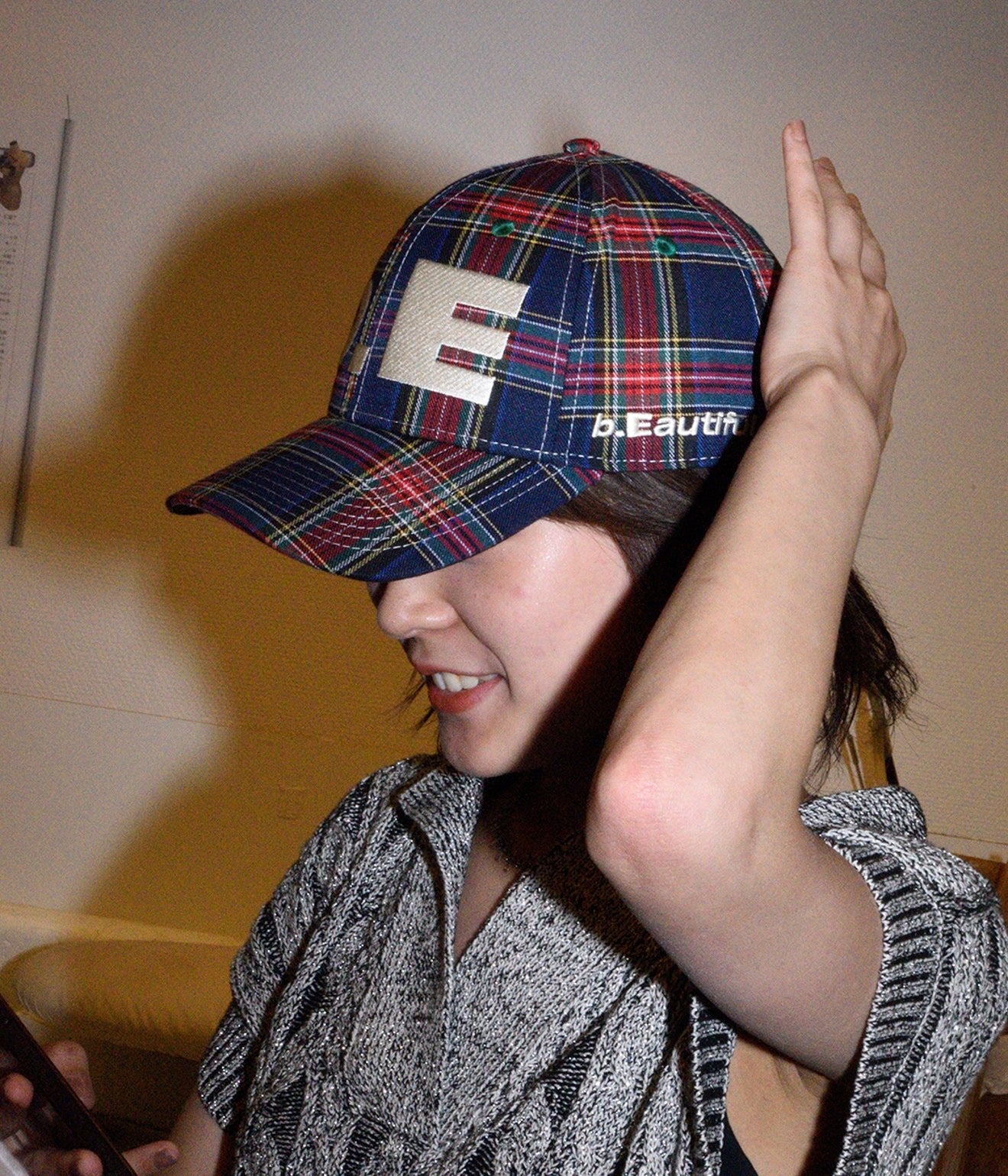 b.Eautiful "b.E Hat" Blue Plaid / White - WEAREALLANIMALS