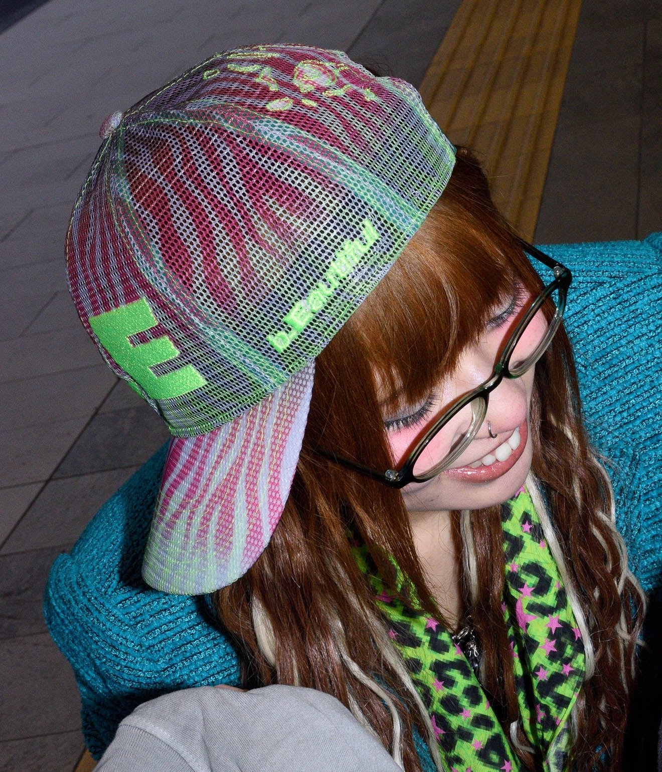 b.Eautiful "b.E Hat" Multi Zebra Mesh / Highlighter - WEAREALLANIMALS
