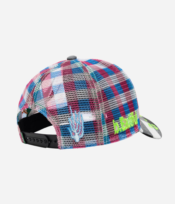 b.Eautiful "Biyu Hat" Black Buffalo Check / Pink / Blue - WEAREALLANIMALS