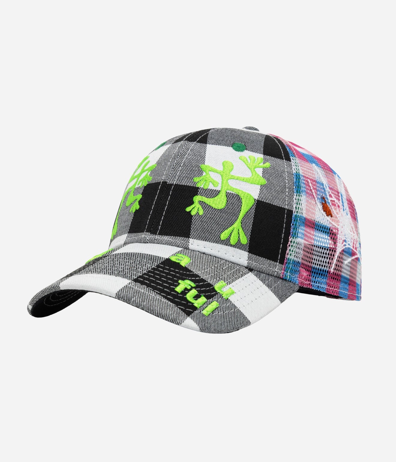 b.Eautiful "Biyu Hat" Black Buffalo Check / Pink / Blue - WEAREALLANIMALS