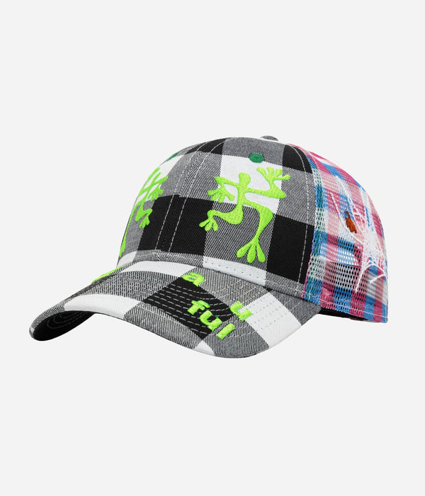 b.Eautiful "Biyu Hat" Black Buffalo Check / Pink / Blue - WEAREALLANIMALS