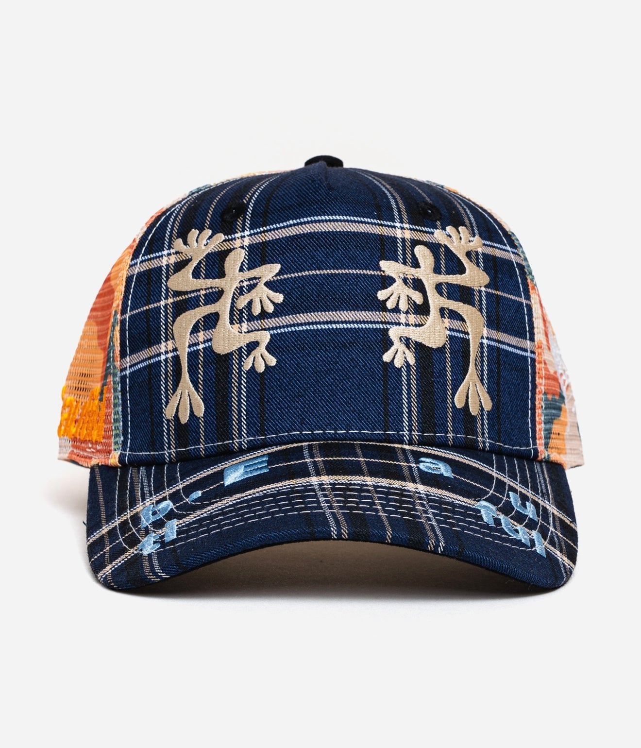 b.Eautiful "Biyu Trucker Hat" Navy Plaid - WEAREALLANIMALS
