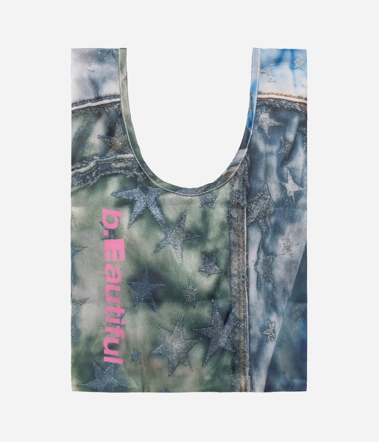 b.Eautiful "Star Denim Reusable Bag Mini" Grey / Pink - WEAREALLANIMALS