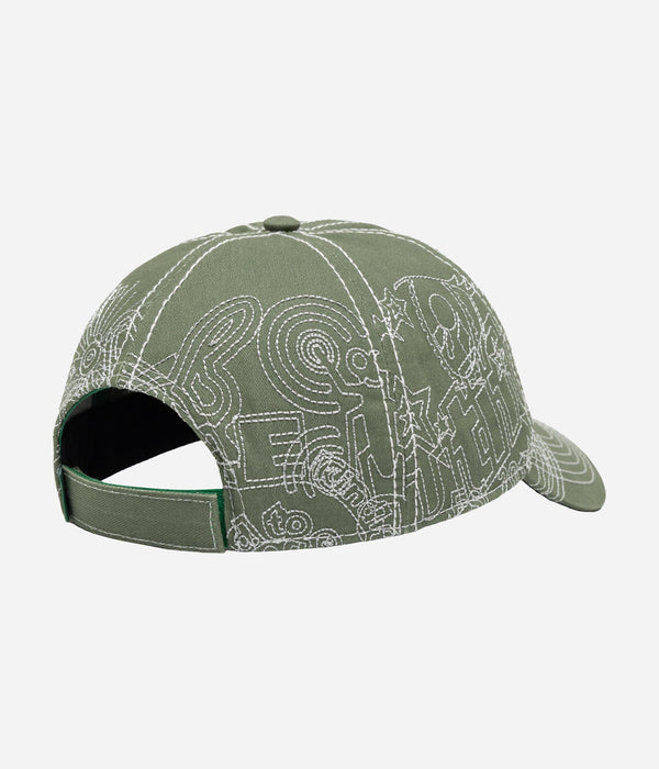 b.Eautiful "Stitch Mania Low Profile Hat" Off - Moss / Silver - WEAREALLANIMALS
