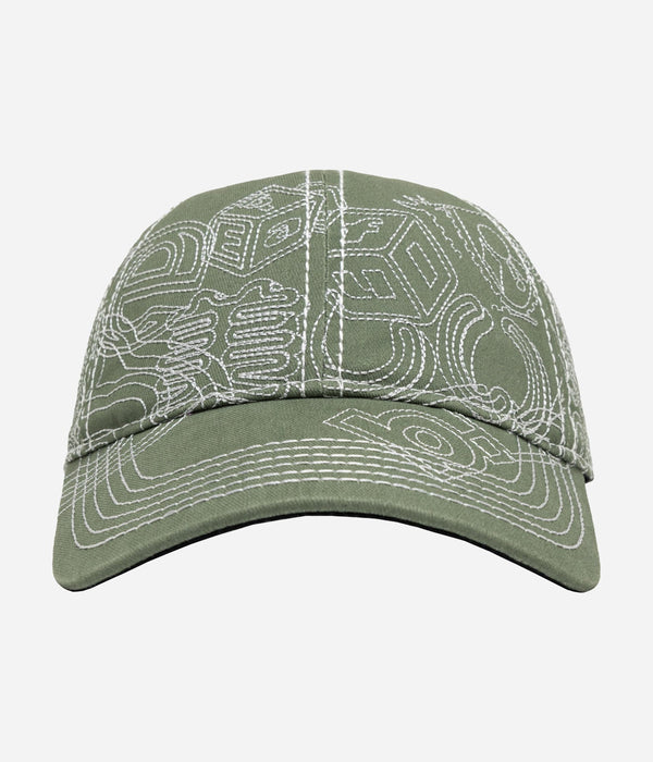 b.Eautiful "Stitch Mania Low Profile Hat" Off - Moss / Silver - WEAREALLANIMALS