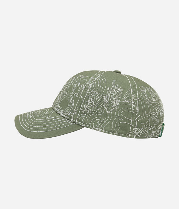 b.Eautiful "Stitch Mania Low Profile Hat" Off - Moss / Silver - WEAREALLANIMALS