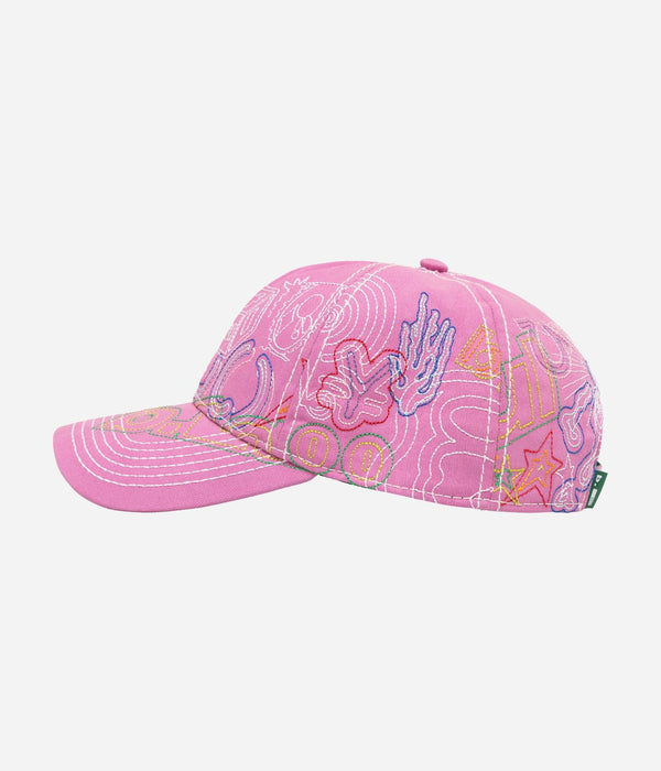 b.Eautiful "Stitch Mania Low Profile Hat" Off - Pink / Multi - WEAREALLANIMALS