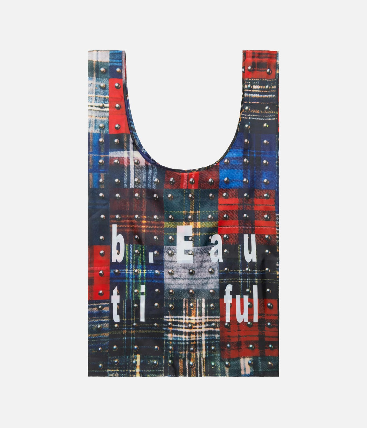b.Eautiful "Studded Plaid Reusable Bag XL" Multi - WEAREALLANIMALS