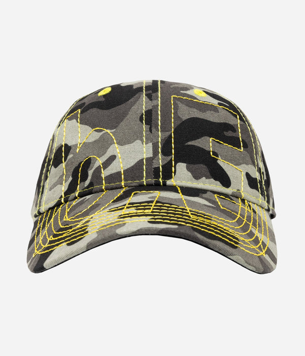 b.Eautiful "Vapor 6 Panel Hat" Dark Grey Camo / Yellow - WEAREALLANIMALS