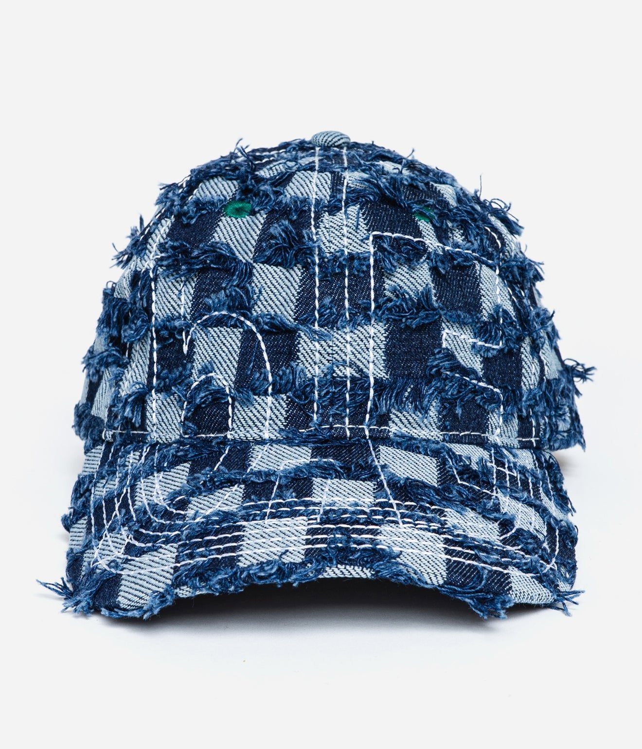b.Eautiful "Vapor 6 Panel Hat" Navy Checker Denim - WEAREALLANIMALS