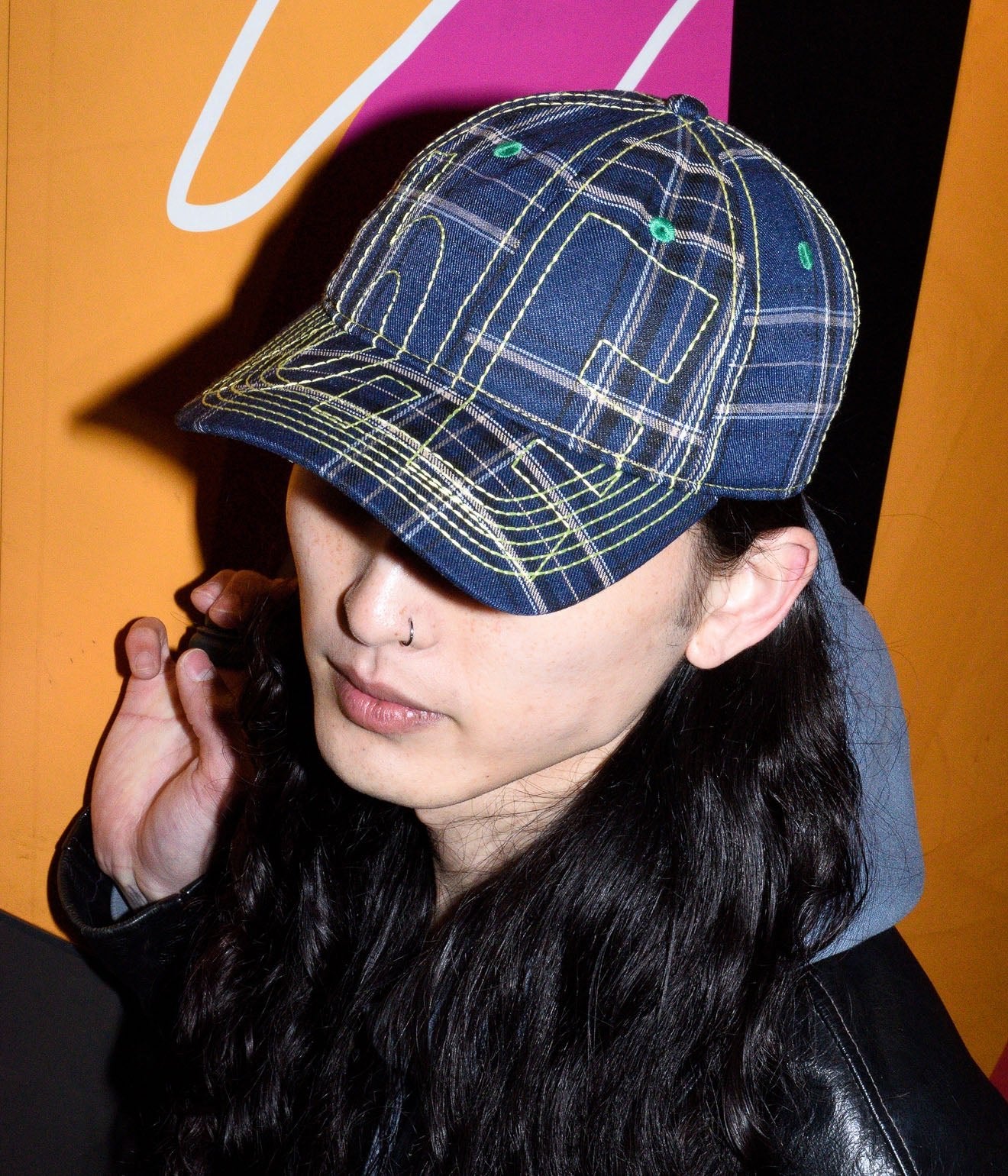 b.Eautiful "Vapor Low Profile Hat" Navy Plaid / Highlighter - WEAREALLANIMALS