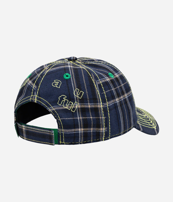 b.Eautiful "Vapor Low Profile Hat" Navy Plaid / Highlighter - WEAREALLANIMALS