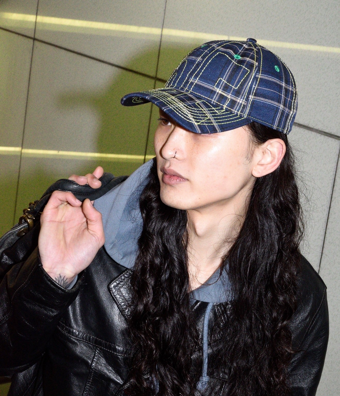 b.Eautiful "Vapor Low Profile Hat" Navy Plaid / Highlighter - WEAREALLANIMALS