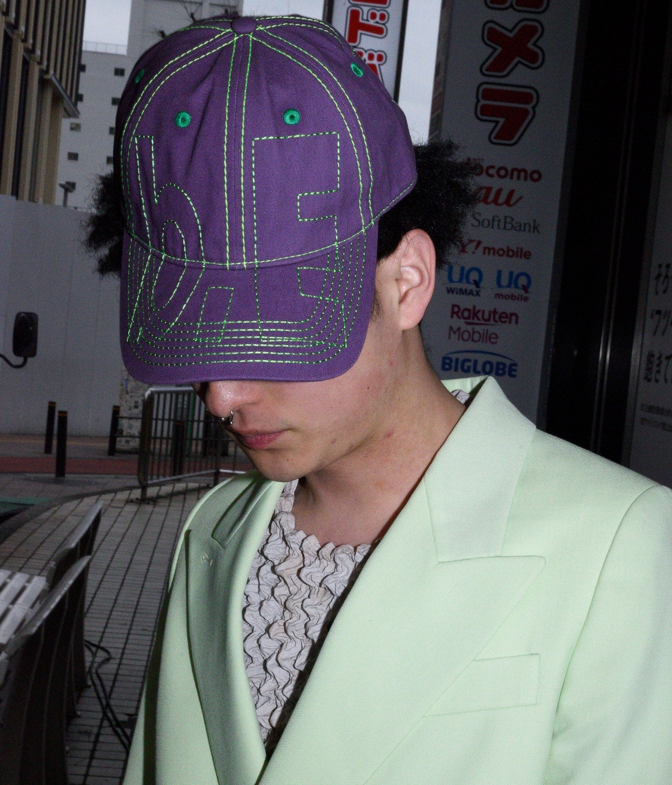 b.Eautiful "Vapor Low Profile Hat" Washed Purple / Lime - WEAREALLANIMALS