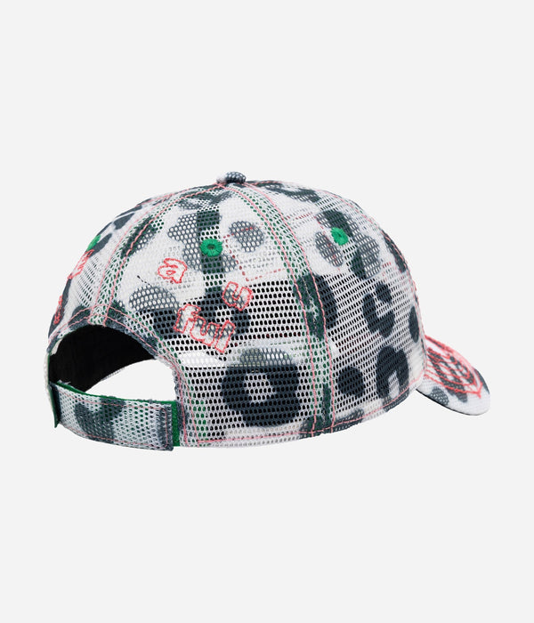 b.Eautiful "Vapor Low Profile Hat" White Leopard Mesh / Hot Pink - WEAREALLANIMALS