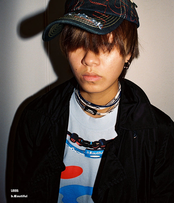 b.Eautiful x LTTT "Vapor Hat" Fade Denim / Red - WEAREALLANIMALS