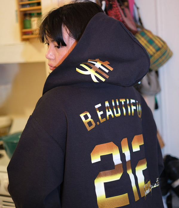 b.Eautiful x Sara Yukiko Mon "Wavy NY Zip Up Hoodie" Navy - WEAREALLANIMALS