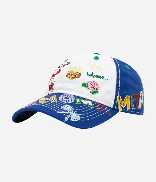 b.Eautiful x Shoma Mitani "Babyeee 6 Panel Hat" White / Blue - WEAREALLANIMALS