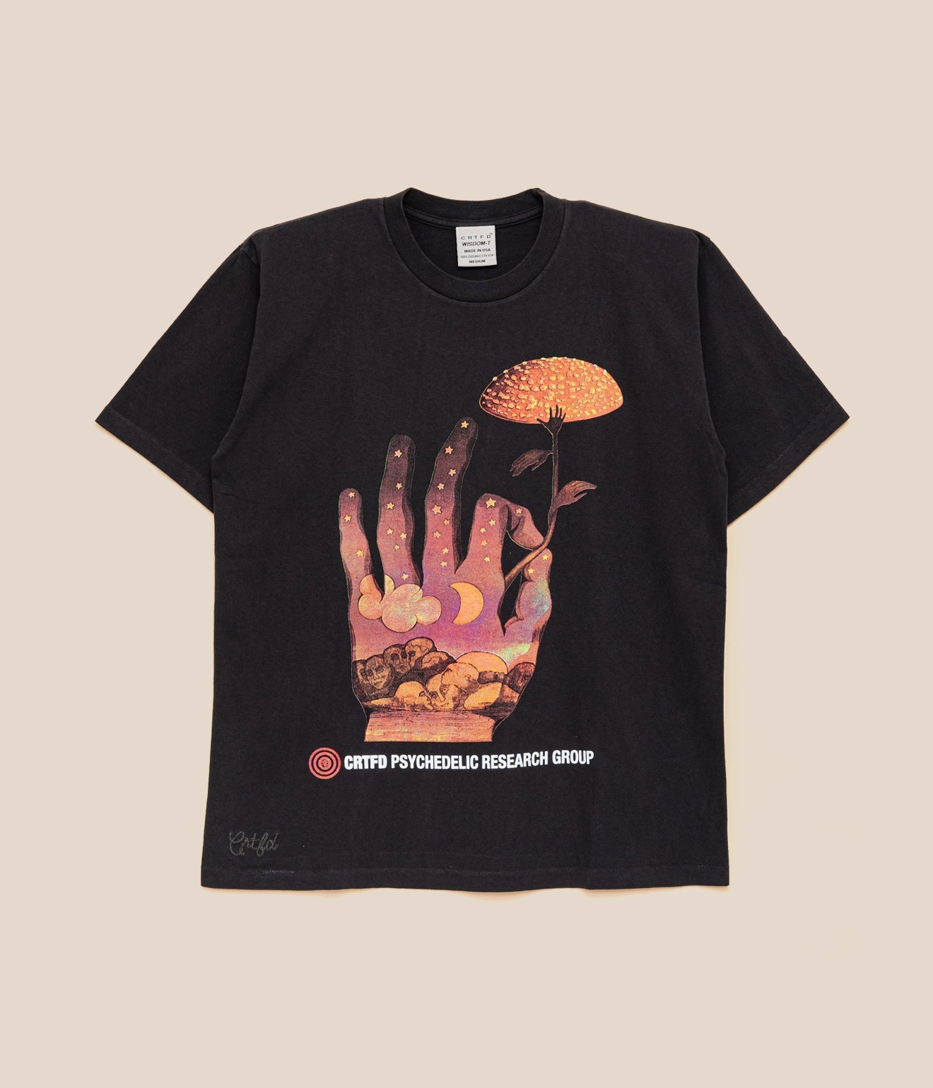 CRTFD "FLY AGARIC TEE" VINTAGE BLACK - WEAREALLANIMALS