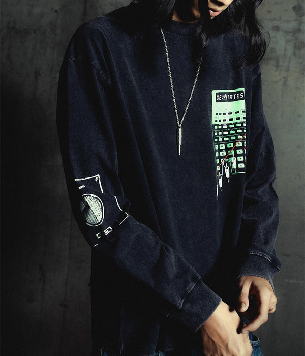 DEVÁ STATES "COMPUTE L/S GFX T-Shirt" Black - WEAREALLANIMALS