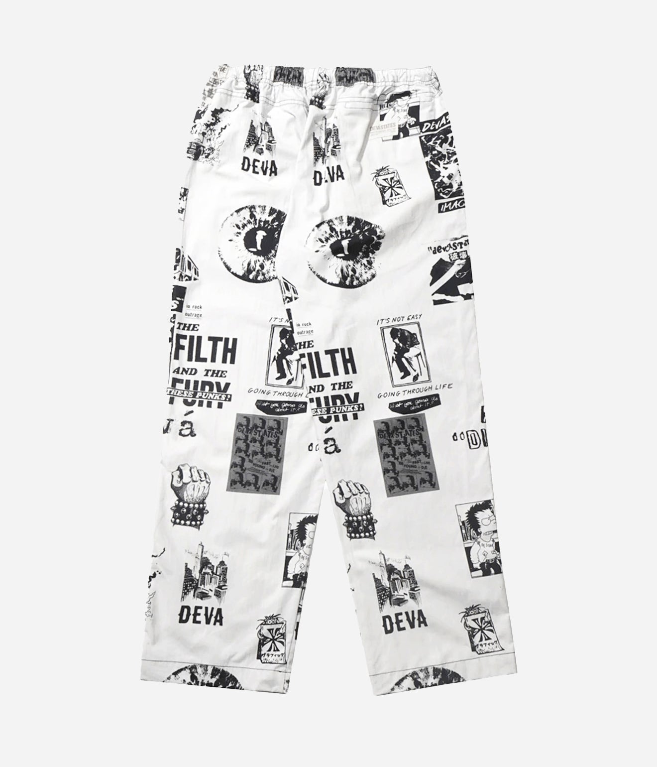 DEVÁ STATES "FILTH Printed Easy Pants" White - WEAREALLANIMALS