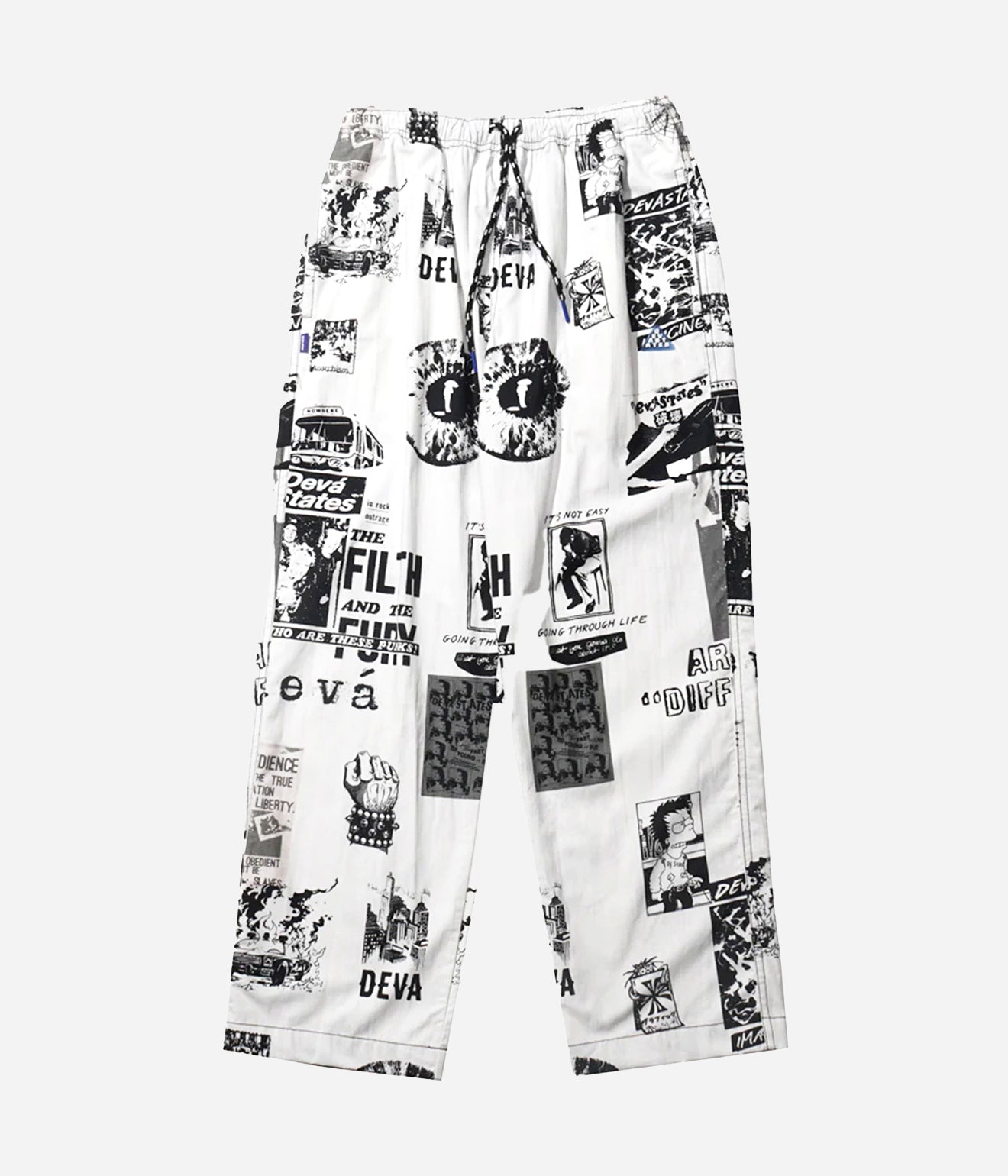 DEVÁ STATES "FILTH Printed Easy Pants" White - WEAREALLANIMALS