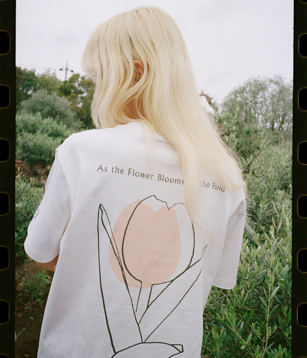 LOOSEJOINTS "NORITERU MINEZAKI - 'AS THE FLOWER BLOOM IN THE FIELD' S/S T" WHITE