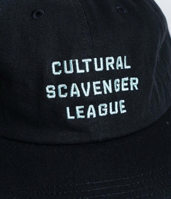 LOOSEJOINTS "SPECTATOR - 'CULTURAL SCAVENGER LEAGUE' BASEBALL CAP" BLK - WEAREALLANIMALS