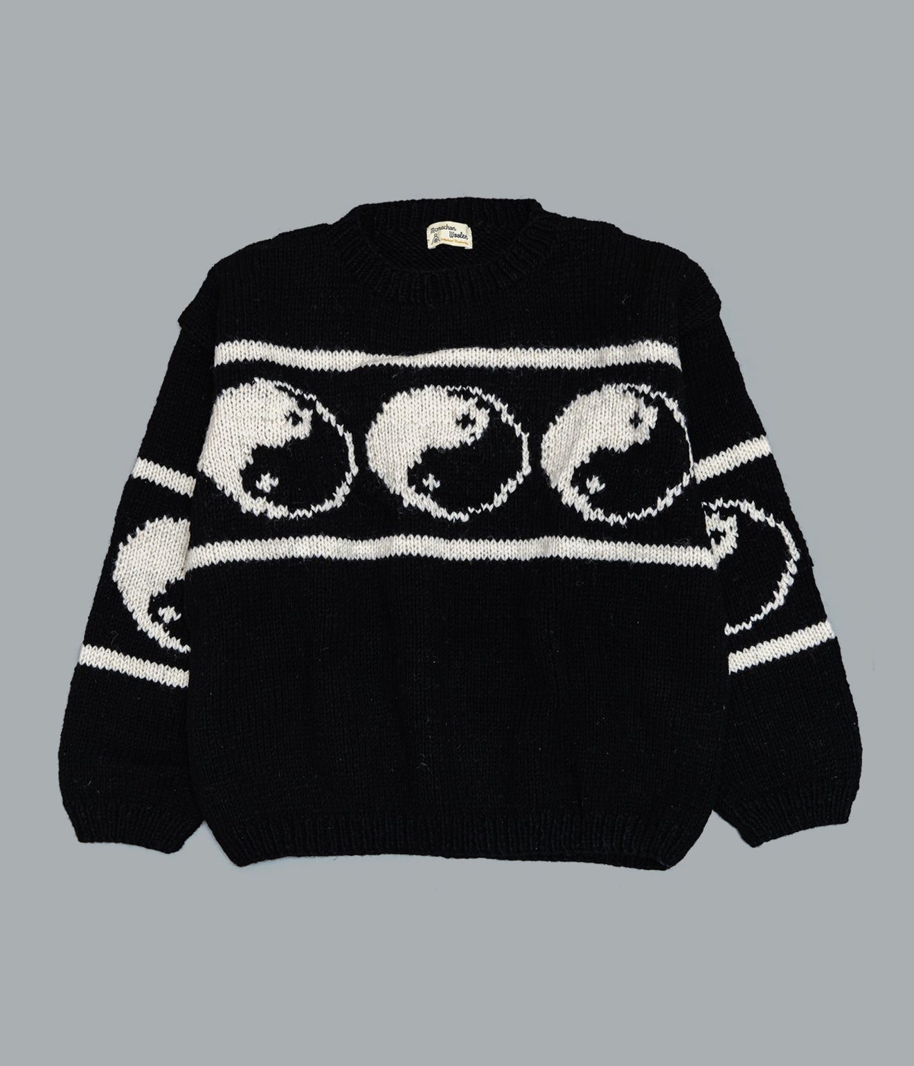 MacMahon Knitting Mills "Crew Neck Knit - Line Yin&Yang" Black - WEAREALLANIMALS